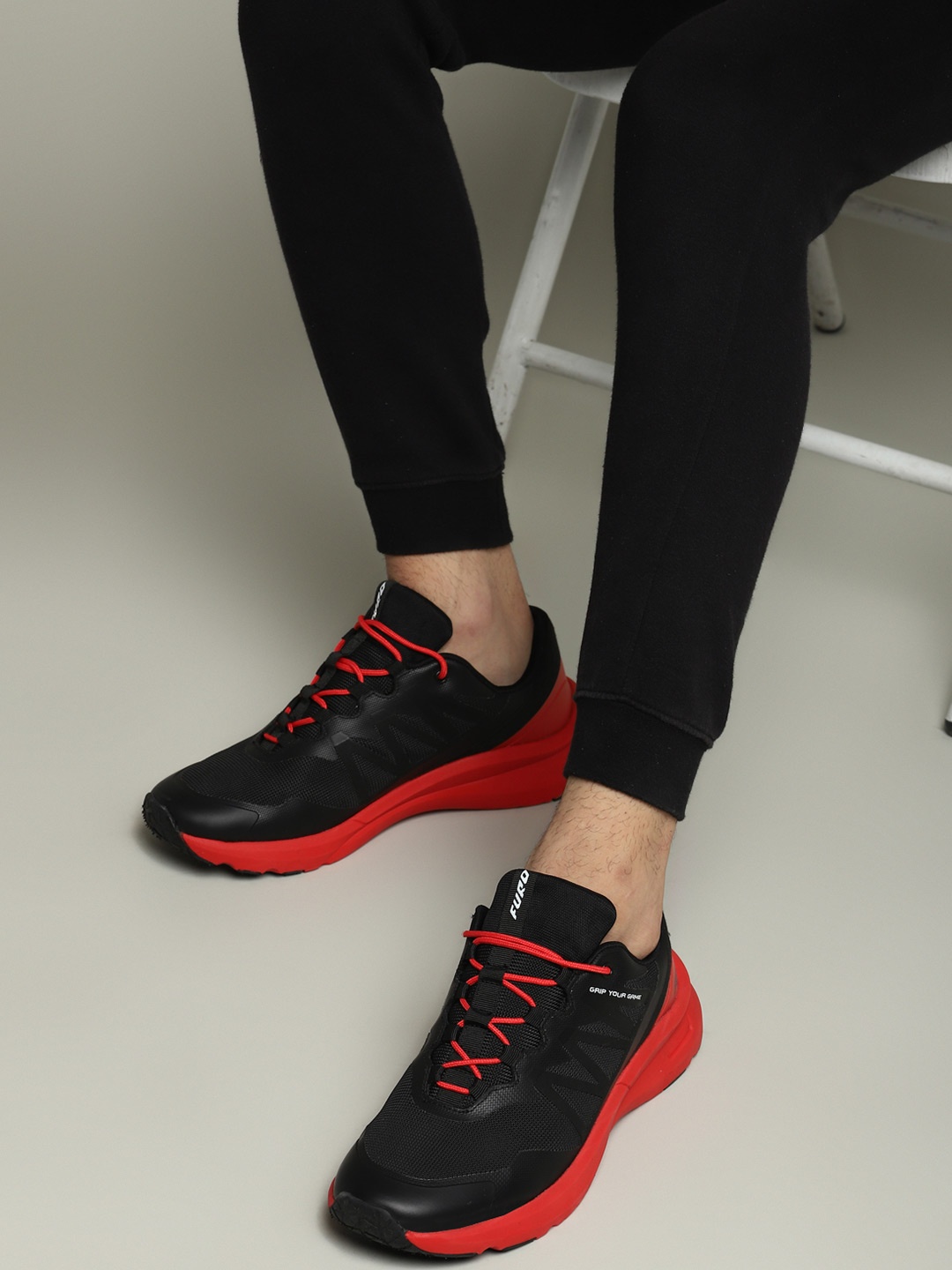 

FURO by Red Chief Men Black Mesh Running Shoes