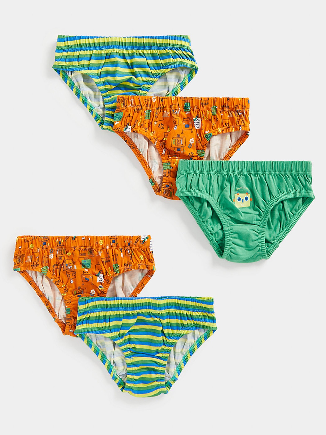 

mothercare Boys Pack of 5 Pure Cotton Briefs, Orange