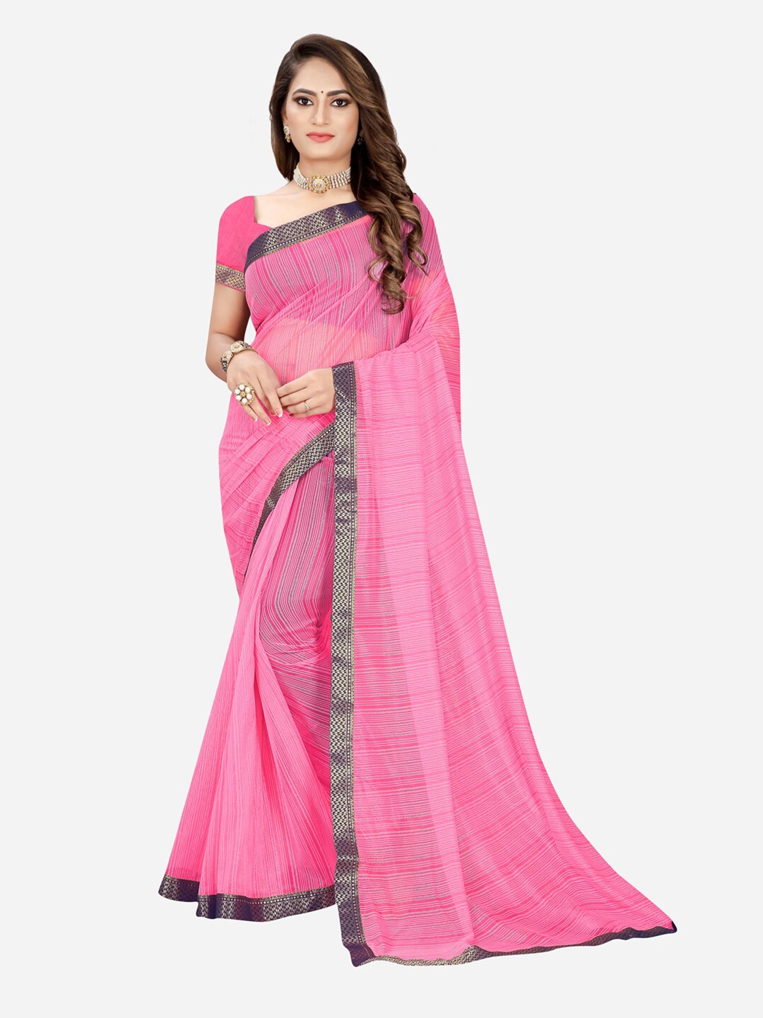 

KALINI Fuchsia & Silver-Toned Woven Design Silk Cotton Mysore Silk Saree