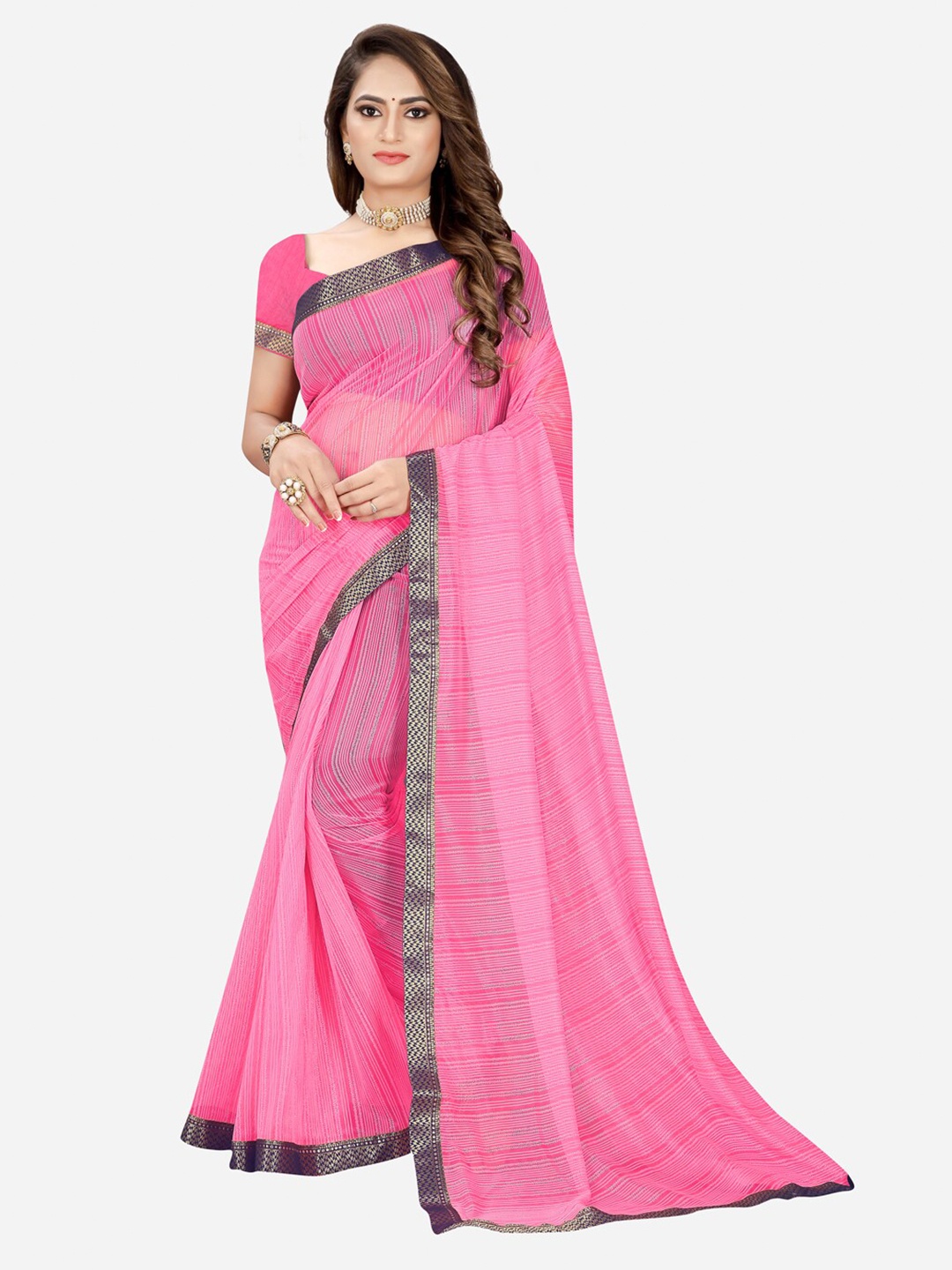 

Florence Fuchsia & Silver-Toned Woven Design Silk Cotton Saree With Blouse Piece