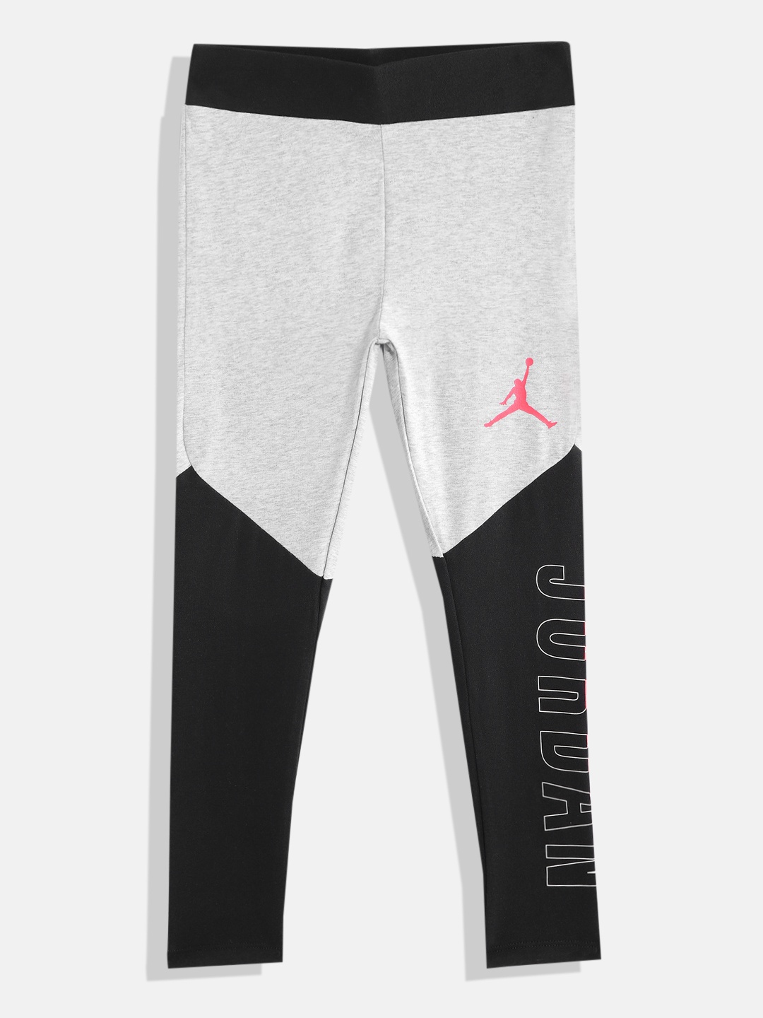 

Jordan Girls Grey Melange & Black Colourblocked Leggings