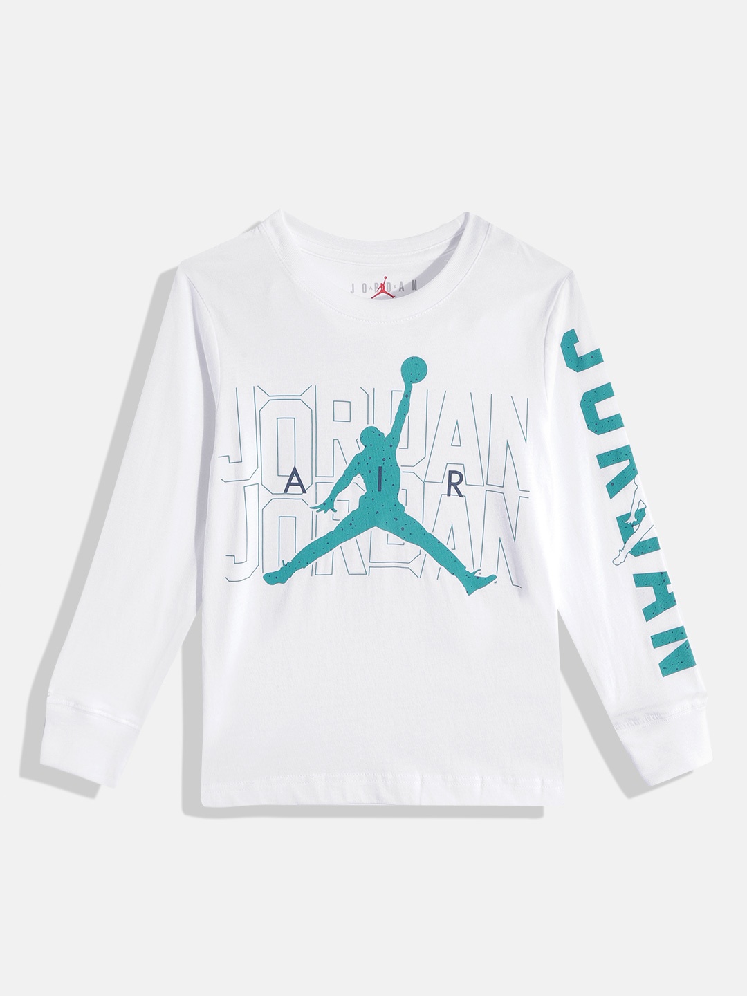 

Jordan Boys White & Blue Brand Logo Michael Jordan Printed T-shirt