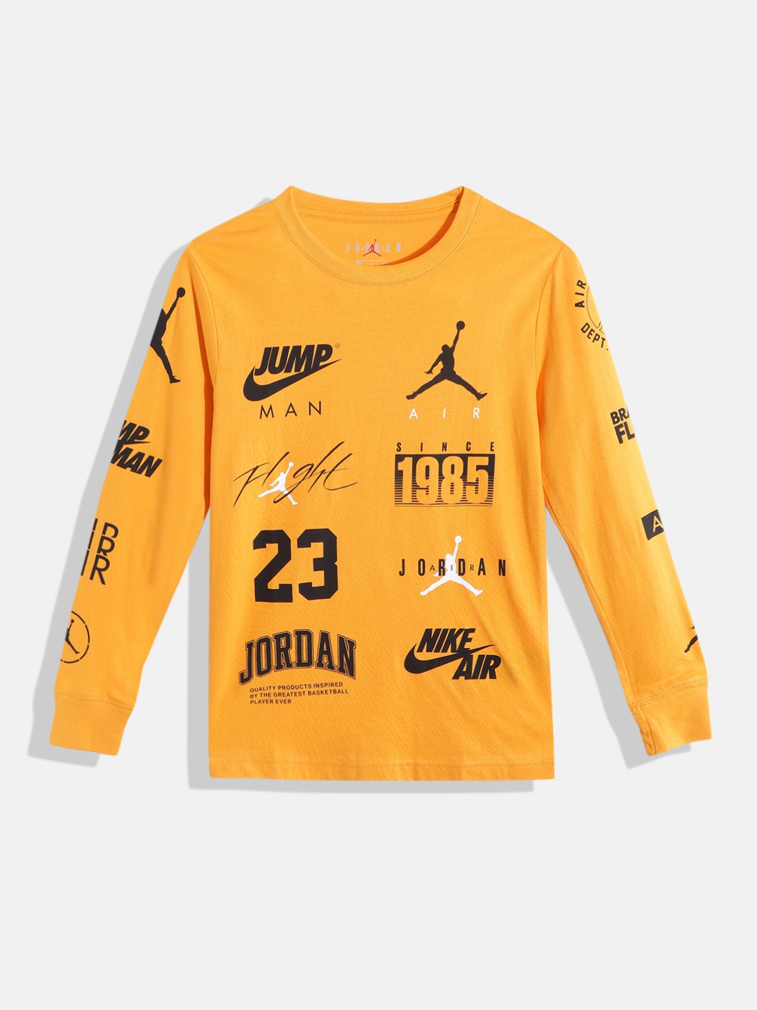 

Jordan Boys Mustard Yellow & Black Brand Logo Printed T-shirt