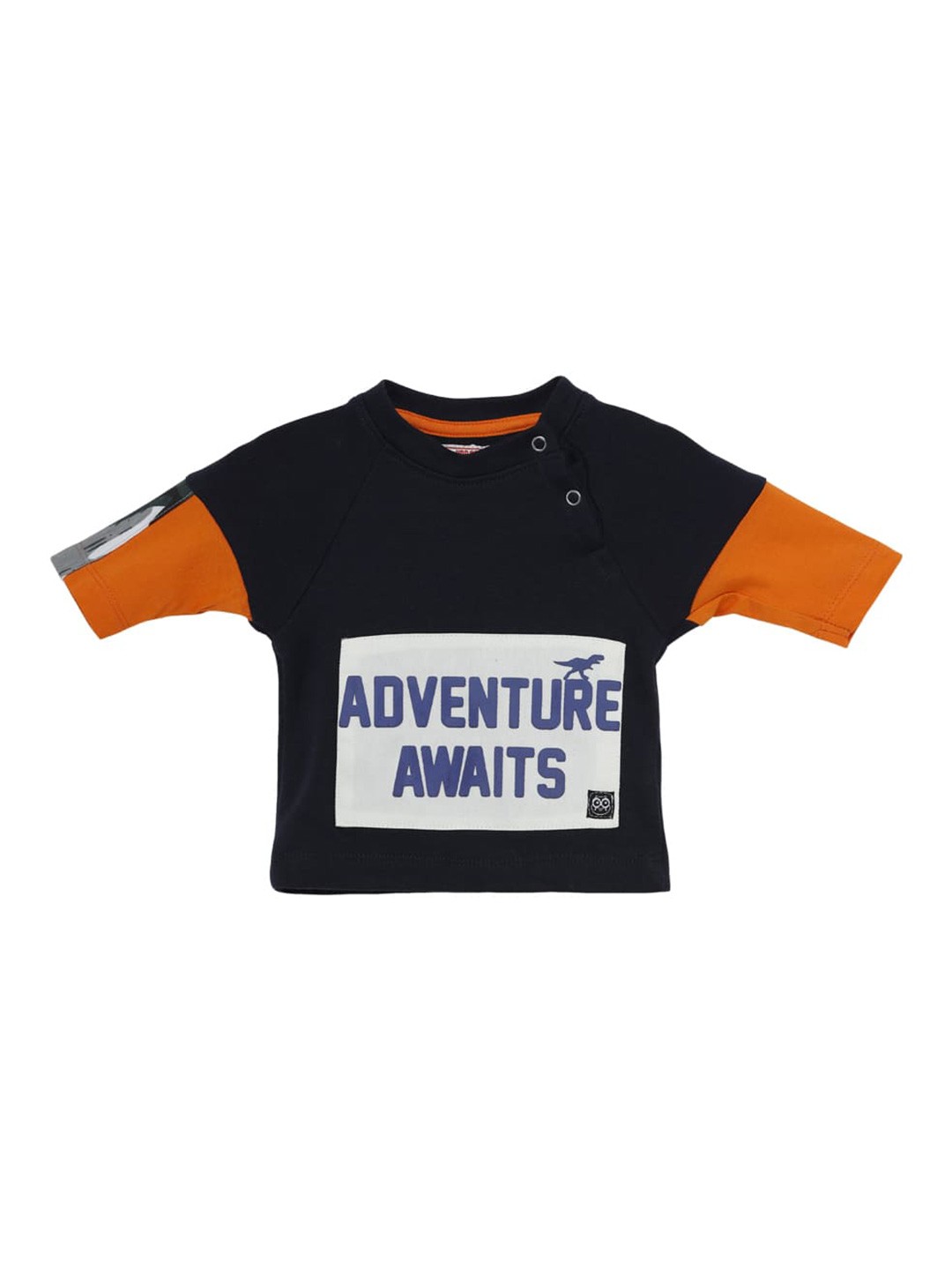 

UNDER FOURTEEN ONLY Boys Navy Blue Typography Printed Applique T-shirt
