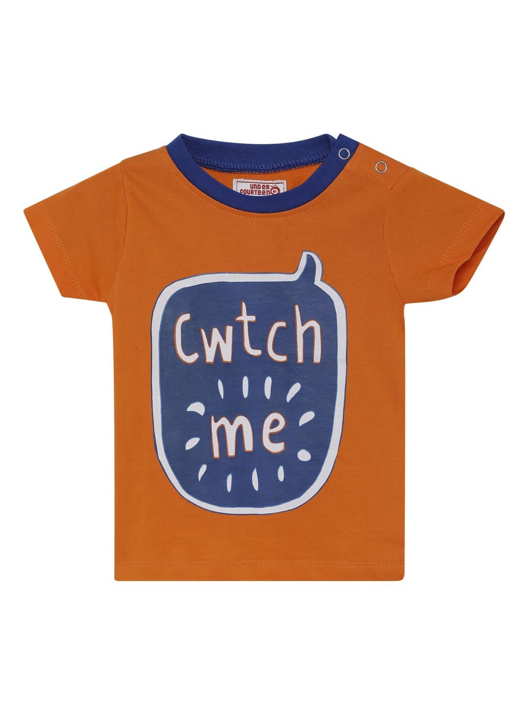 

UNDER FOURTEEN ONLY Boys Orange & Blue Typography Printed T-shirt