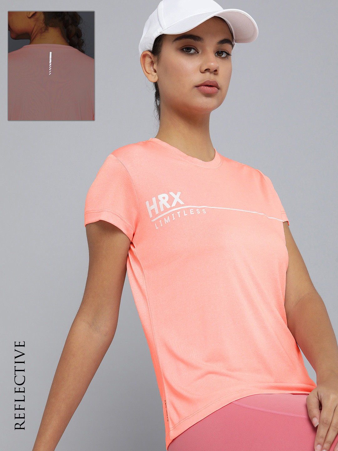 

HRX by Hrithik Roshan Women Brand Logo Printed Running T-shirt, Peach