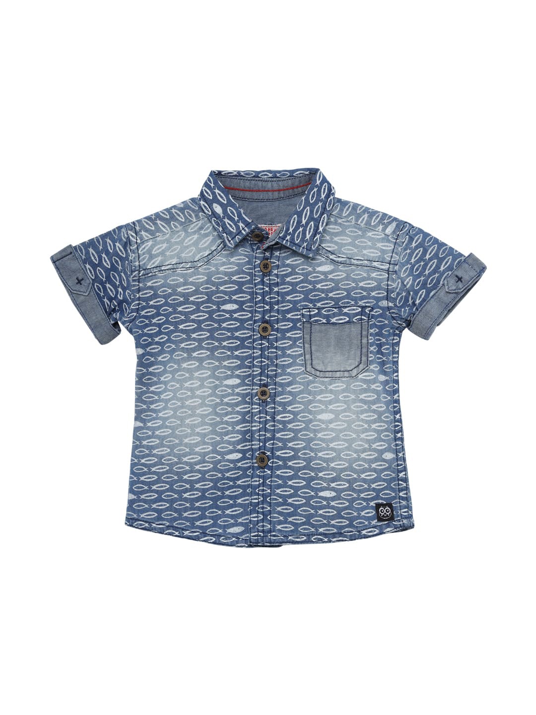 

UNDER FOURTEEN ONLY Boys Blue Animal Printed Casual Shirt