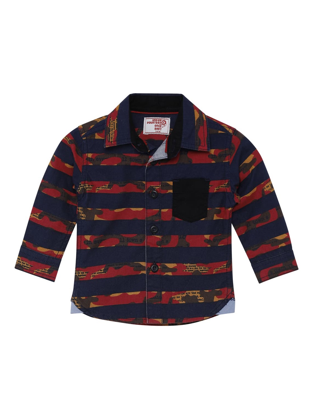 

UNDER FOURTEEN ONLY Boys Navy Blue Horizontal Striped Casual Shirt