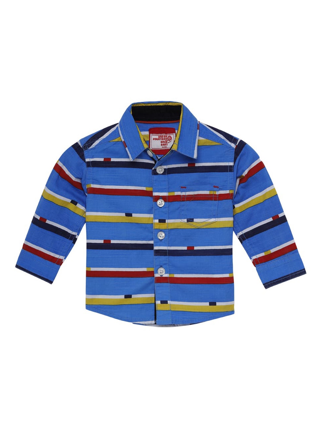 

UNDER FOURTEEN ONLY Boys Blue Horizontal Stripes Striped Casual Shirt