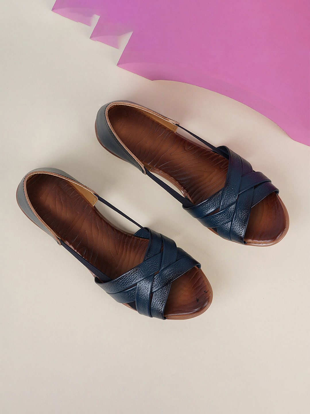 

Style Shoes Women Blue Leather Flat Sandals