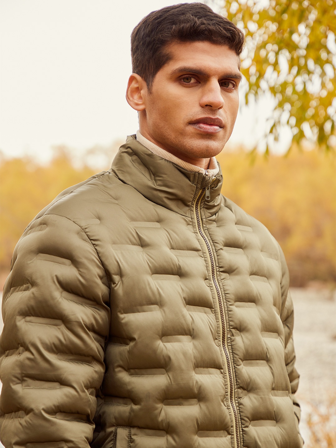 

Celio Men Olive Green Padded Jacket