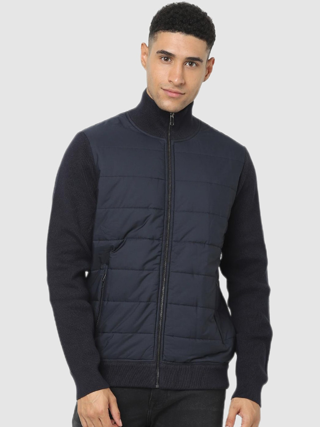 

Celio Men Navy Blue Longline Sporty Jacket