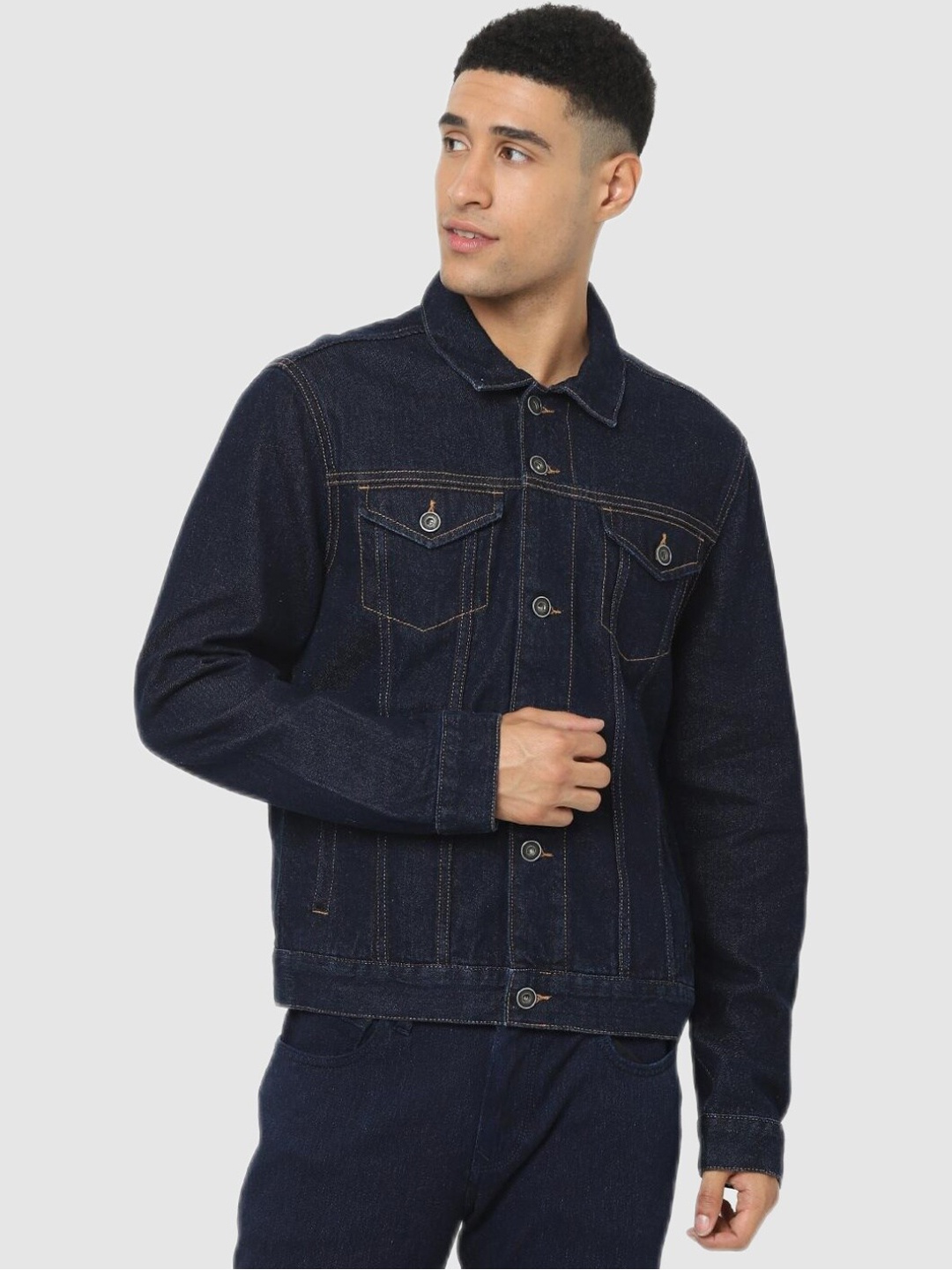 

Celio Men Navy Blue Denim Jacket