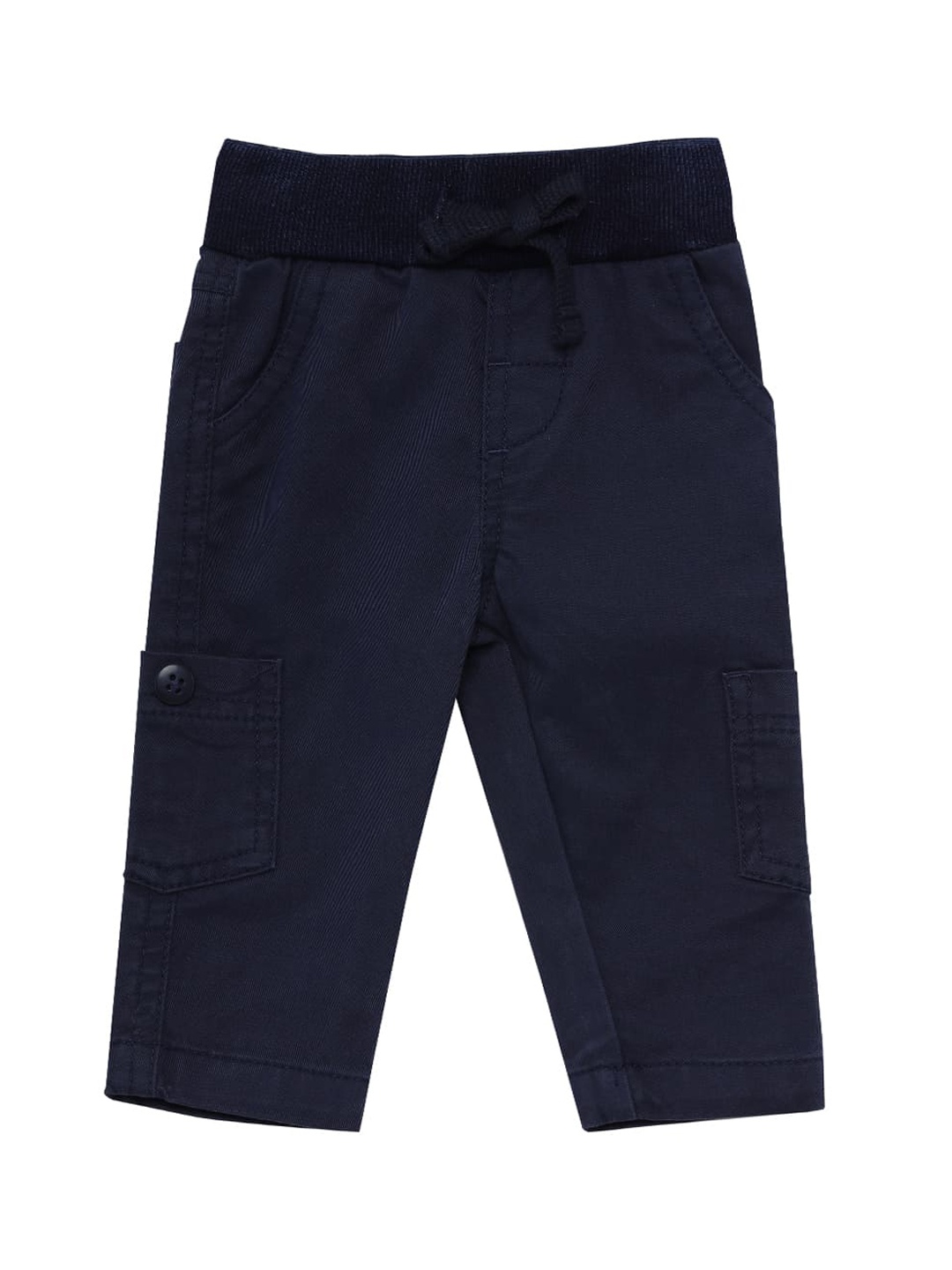 

UNDER FOURTEEN ONLY Boys Navy Blue Slim Fit Cargos Trousers