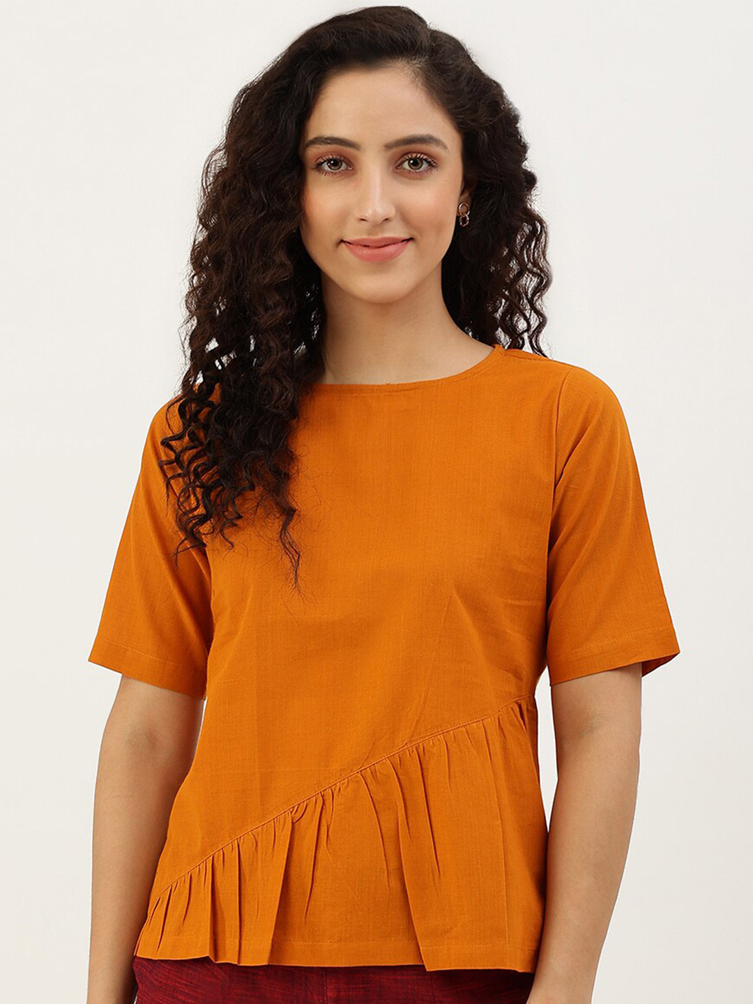 

Lokatita Orange Pure Cotton Regular Top