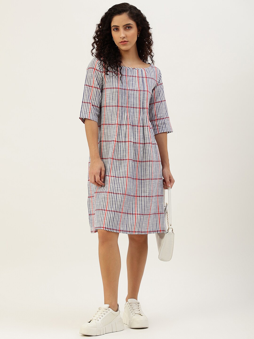 

Lokatita Grey & Red Checked A-Line Dress