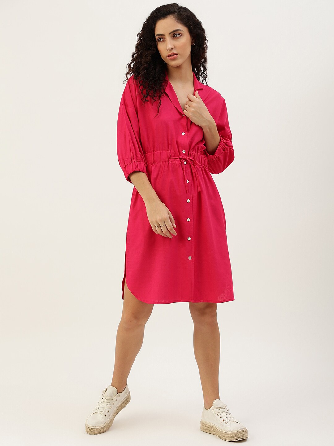 

Lokatita Pink Solid Shirt Dress