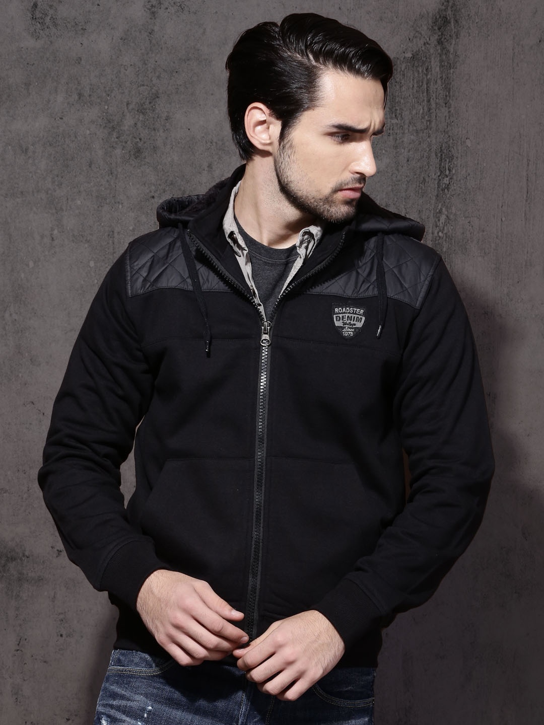 

Roadster Men Black Solid Bomber