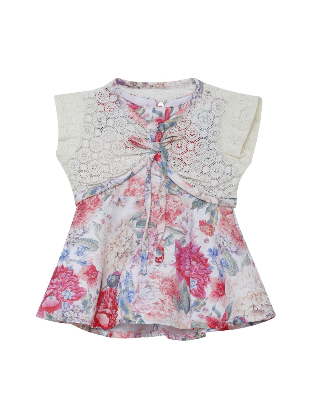 

UNDER FOURTEEN ONLY Girls Pink & White Floral A-Line Dress