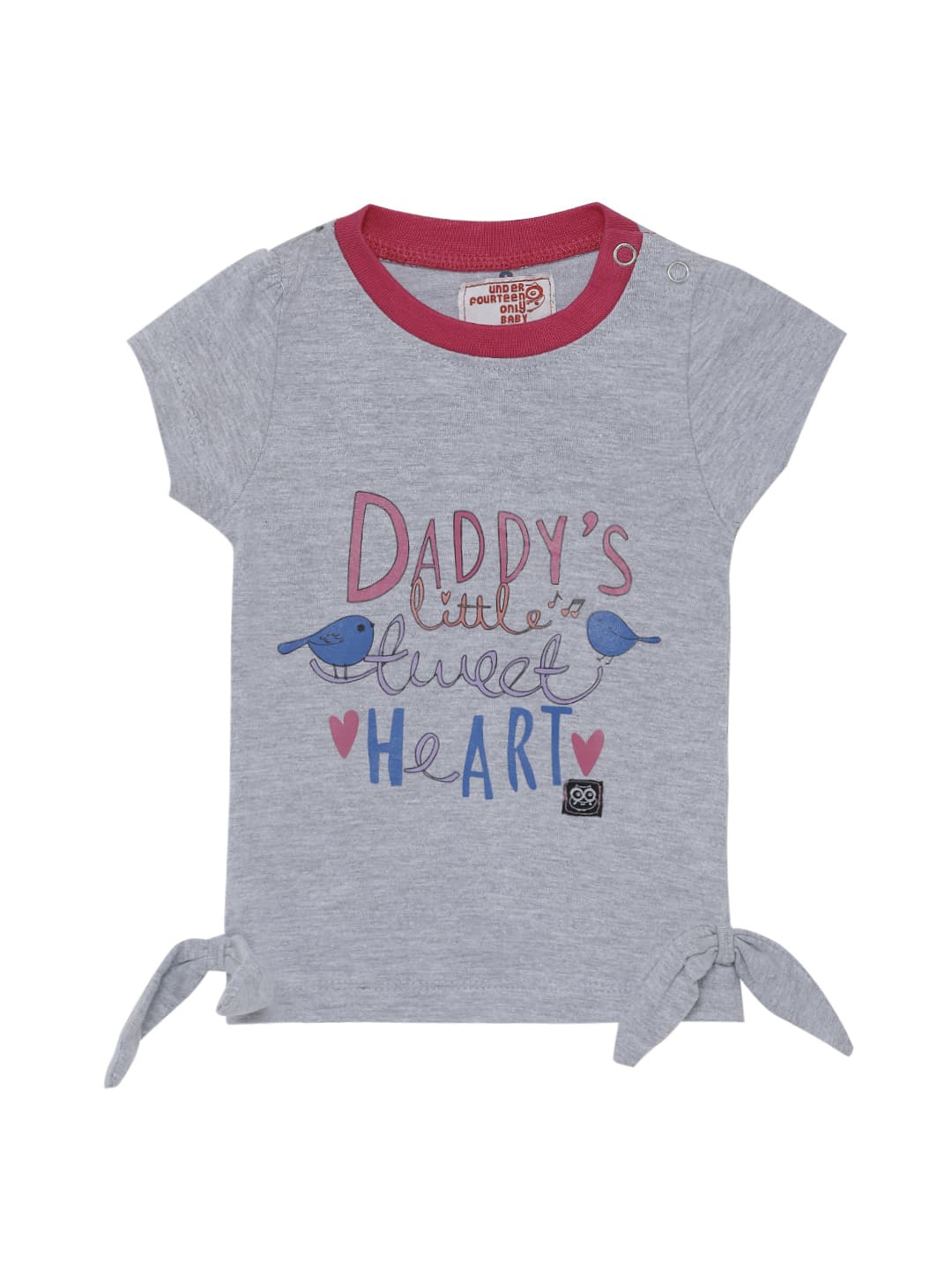 

UNDER FOURTEEN ONLY Girls Printed Pure Cotton Top, Grey