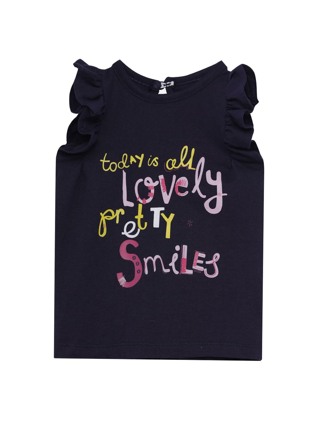

UNDER FOURTEEN ONLY Girls Navy Blue Typography Printed Top