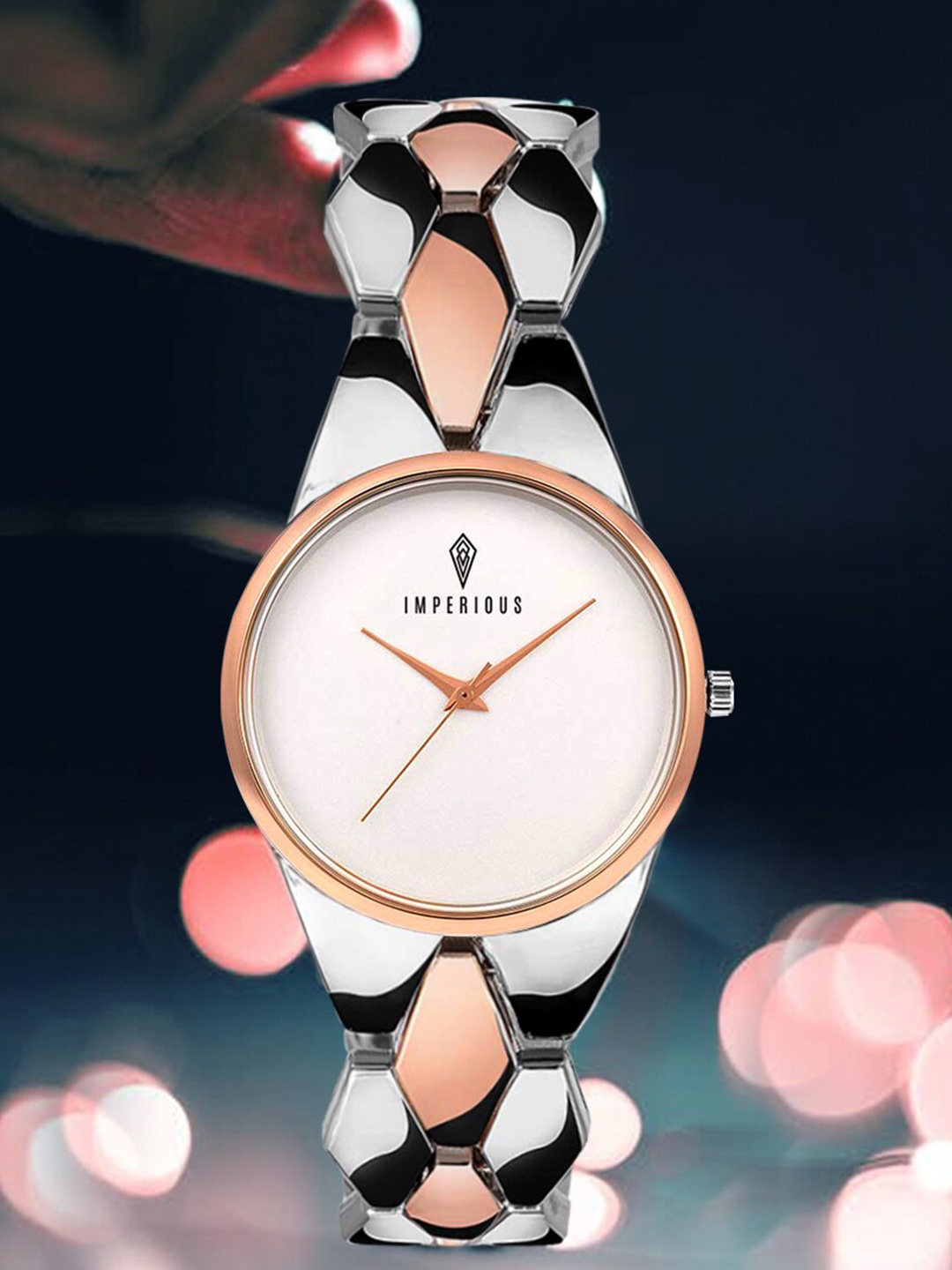 

Imperious- The Royal Way Women White Brass Dial & Multicoloured Bracelet Style Straps Analogue Watch, Gold