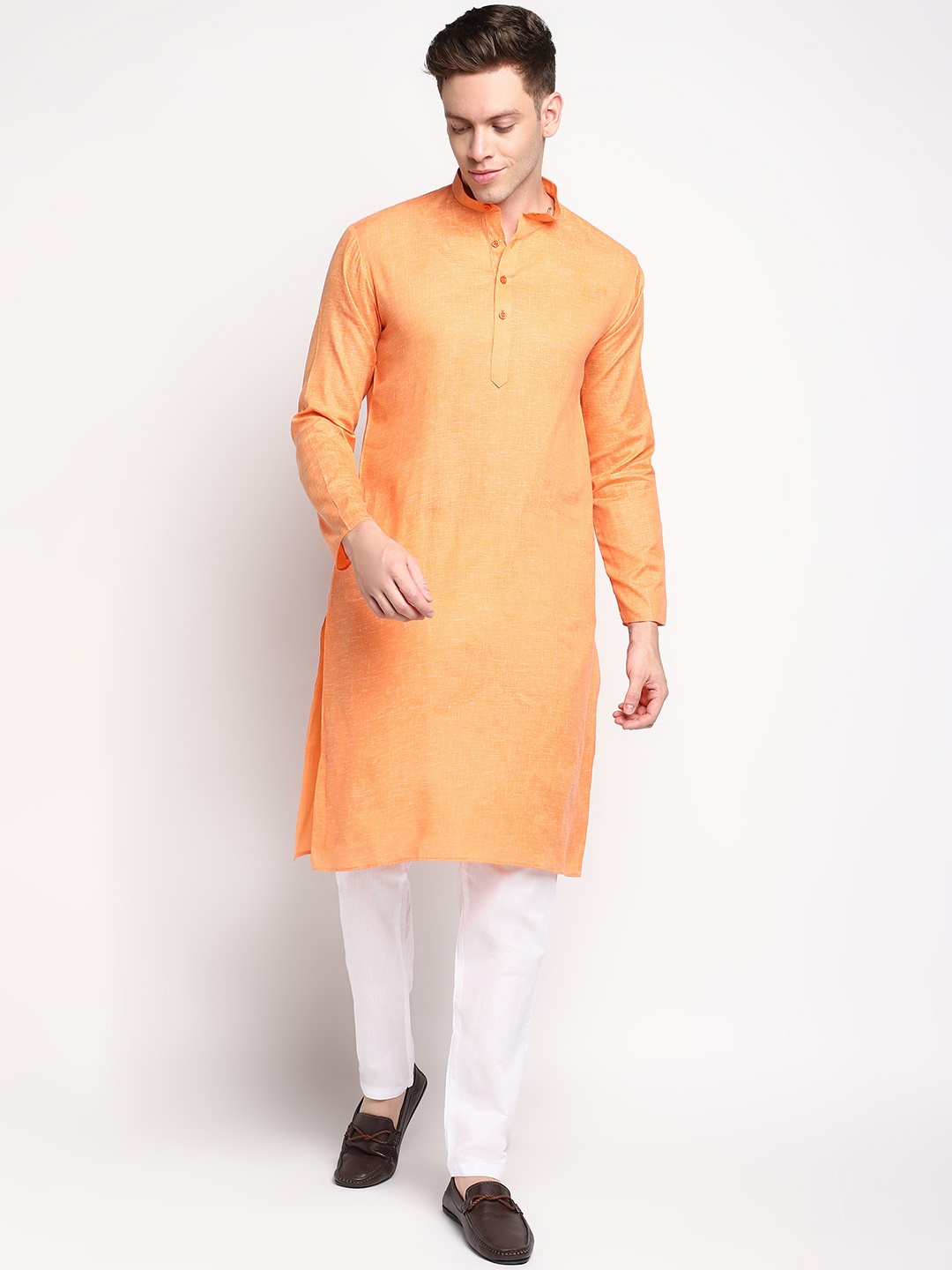 

DEVOILER Men Orange Kurta