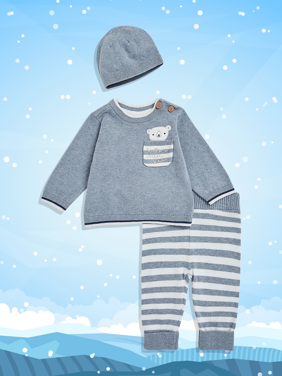

mothercare Boys Blue & White Pure Cotton T-shirt with Pyjamas