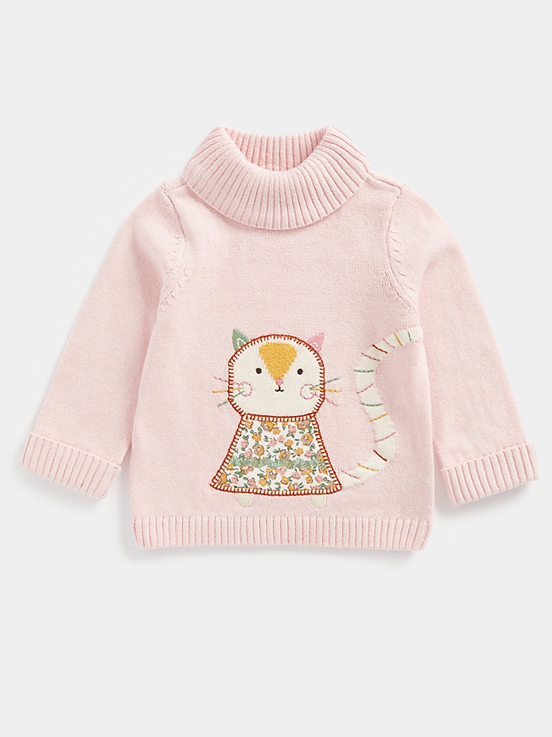 

mothercare Girls Pink Embroidered Pure Cotton Pullover