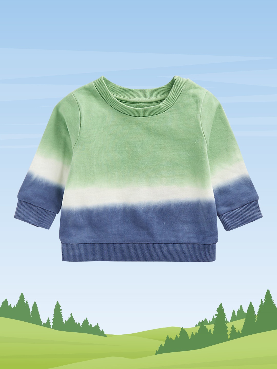 

mothercare Boys Green & Blue Tie & Dye Pure Cotton Pullover