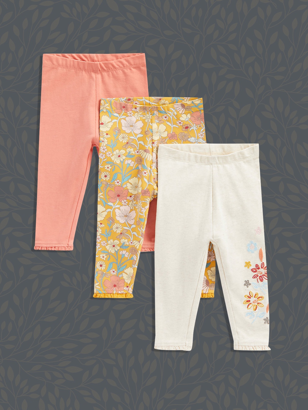 

mothercare Girl Pack of 3 Leggings, Mustard