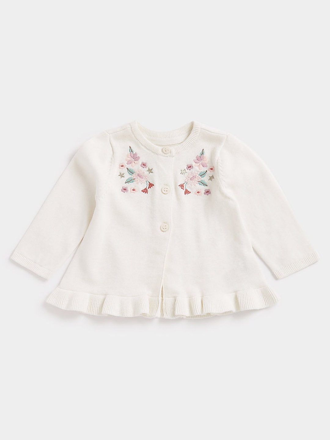 

mothercare Girls White Embroidered Pure Cotton Cardigan