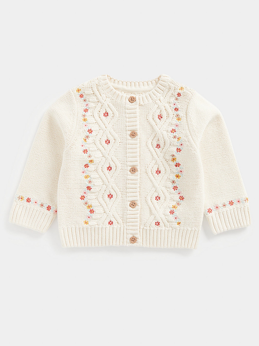 

mothercare Girls Cream-Coloured Pure Cotton Cable Knit Cardigan