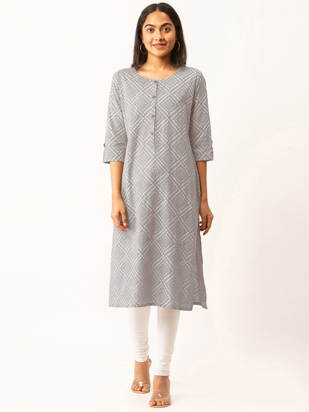 

ZOLA Women Grey Geometric Kurta