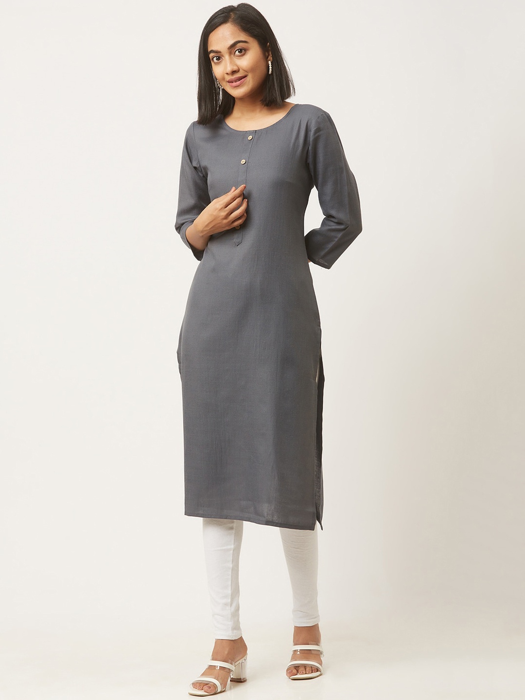 

ZOLA Women Grey Solid Kurta