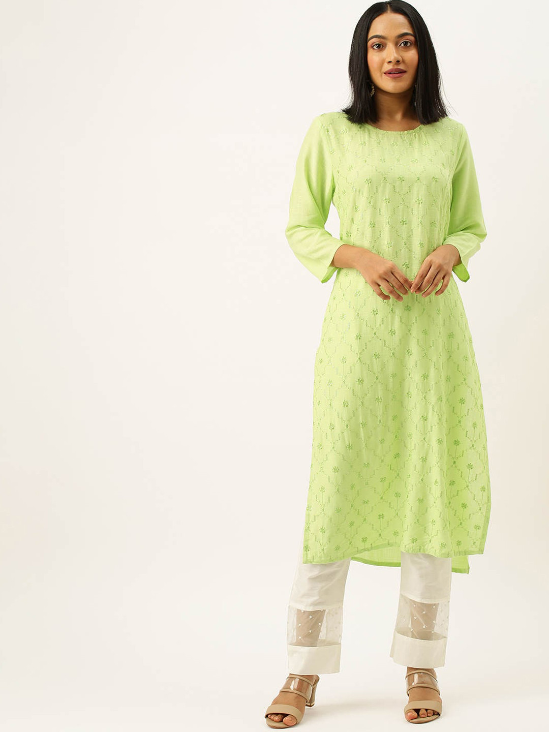 

ZOLA Women Green Flared Sleeves Kurta