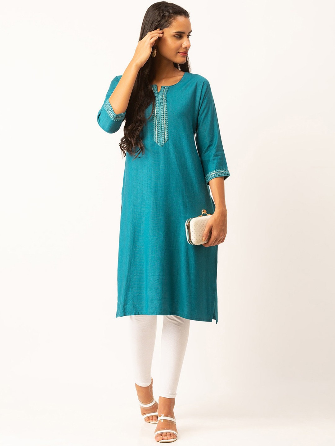 

ZOLA Women Teal Embroidery Work Kurta