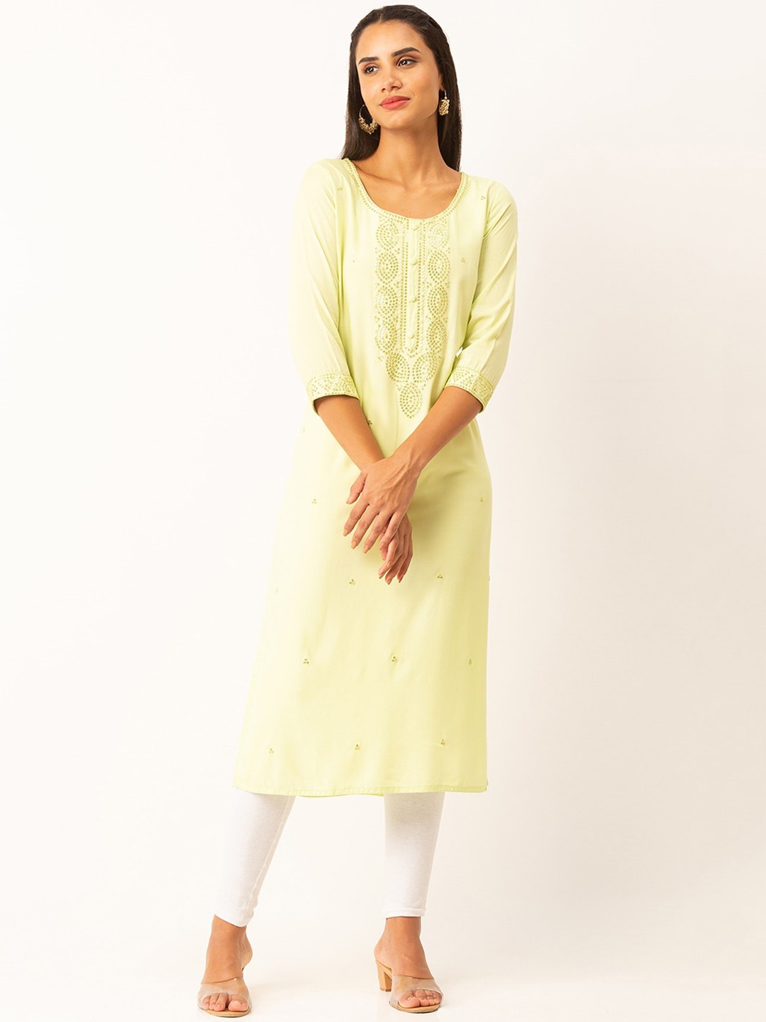 

ZOLA Women Green Ethnic Motifs Embroidered Kurta