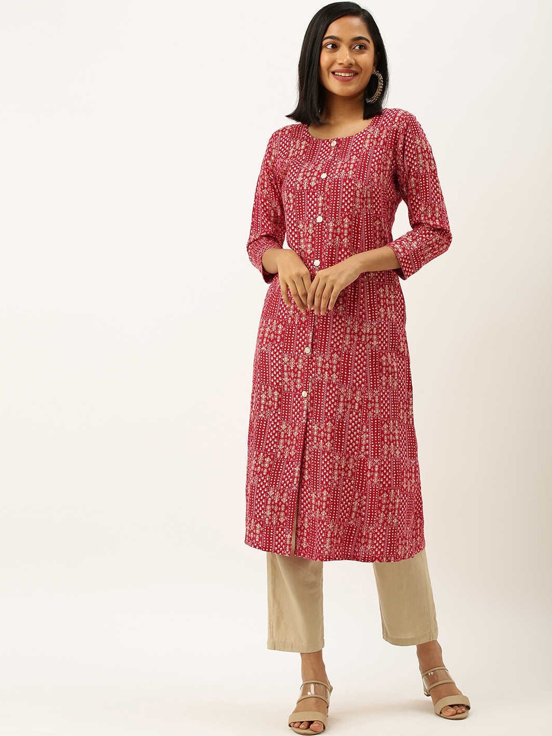 

ZOLA Women Maroon Ethnic Motifs Printed Kurta