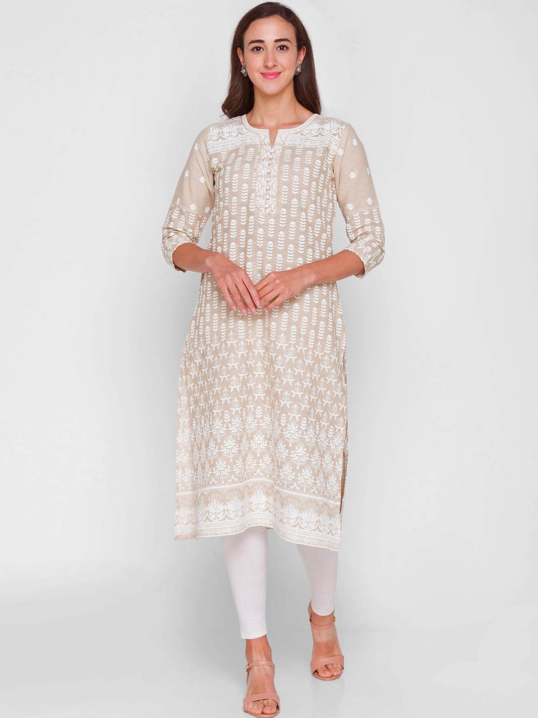 

ZOLA Women Embroidered Beige Casual Wear Kurta for Women