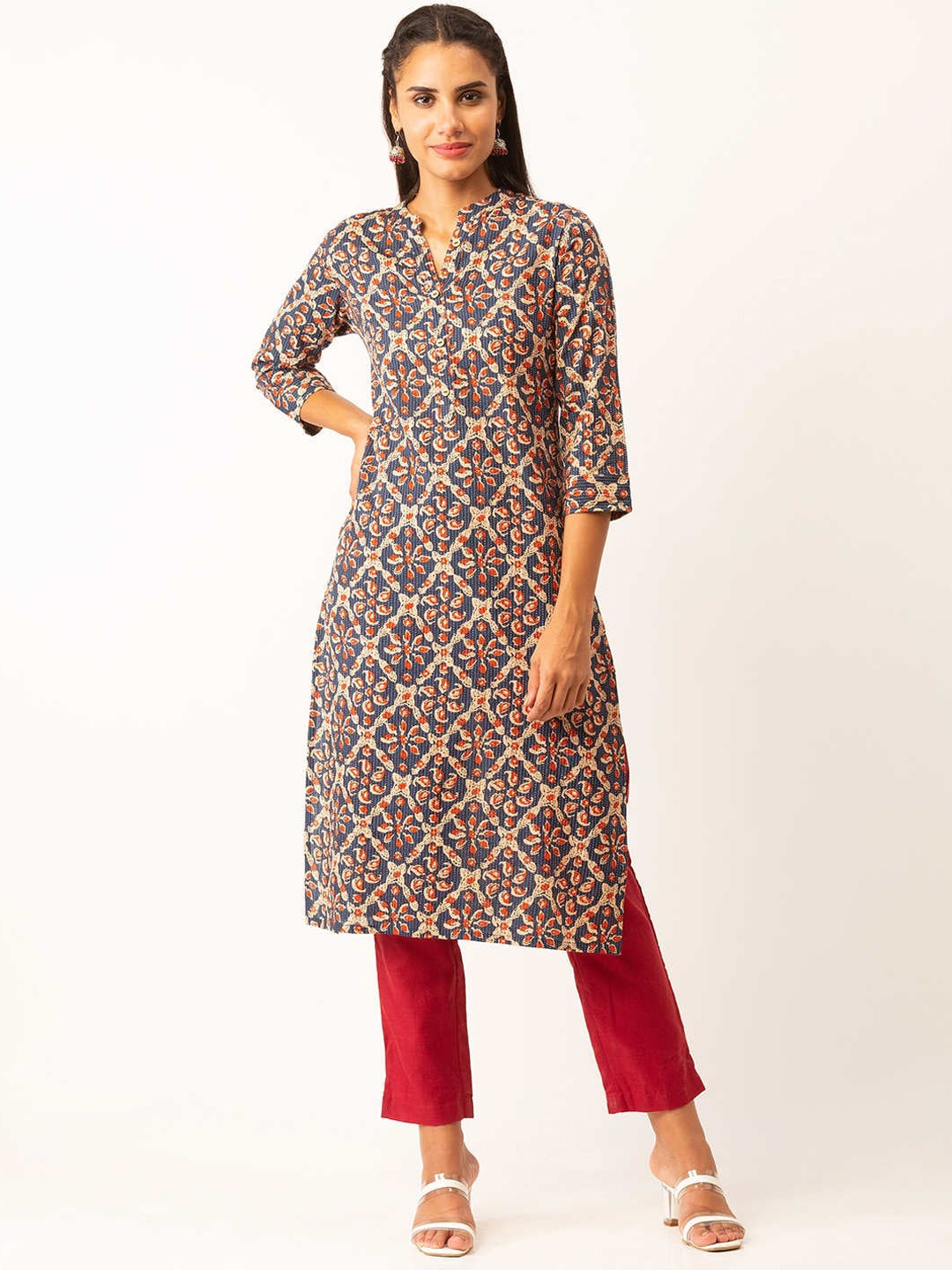 

ZOLA Women Blue Printed Cotton Kurta