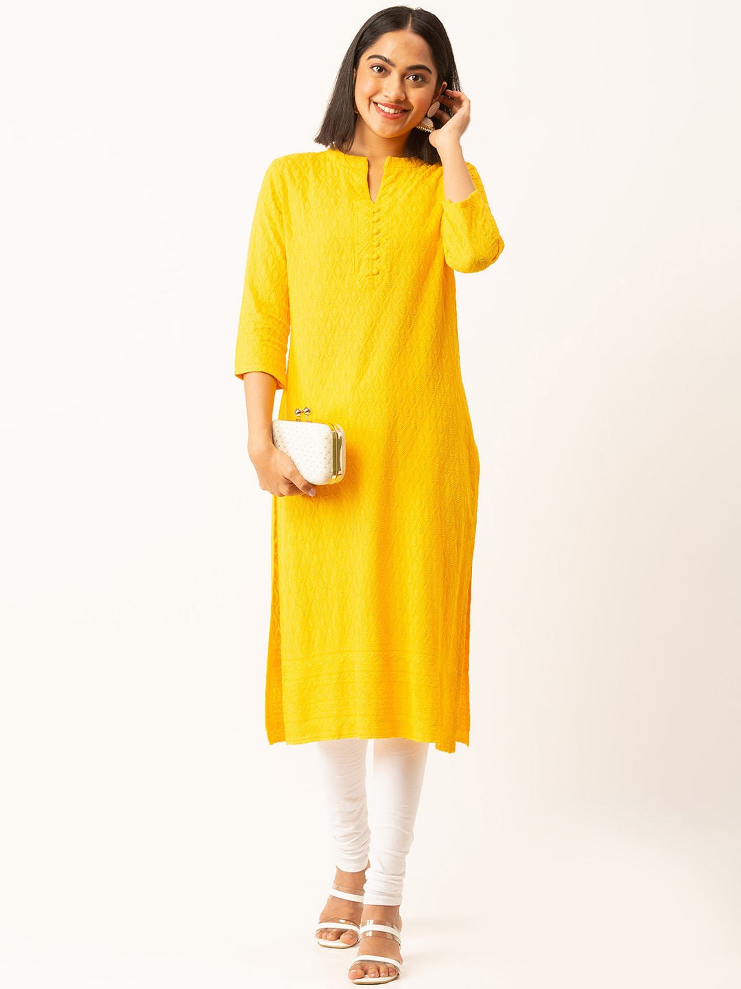 

ZOLA Women Yellow Thread Work Kurta