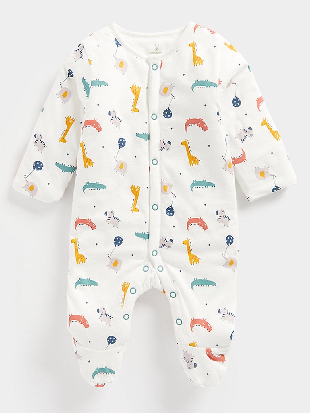 

mothercare Infant Boys White Printed Pure Cotton Sleepsuit