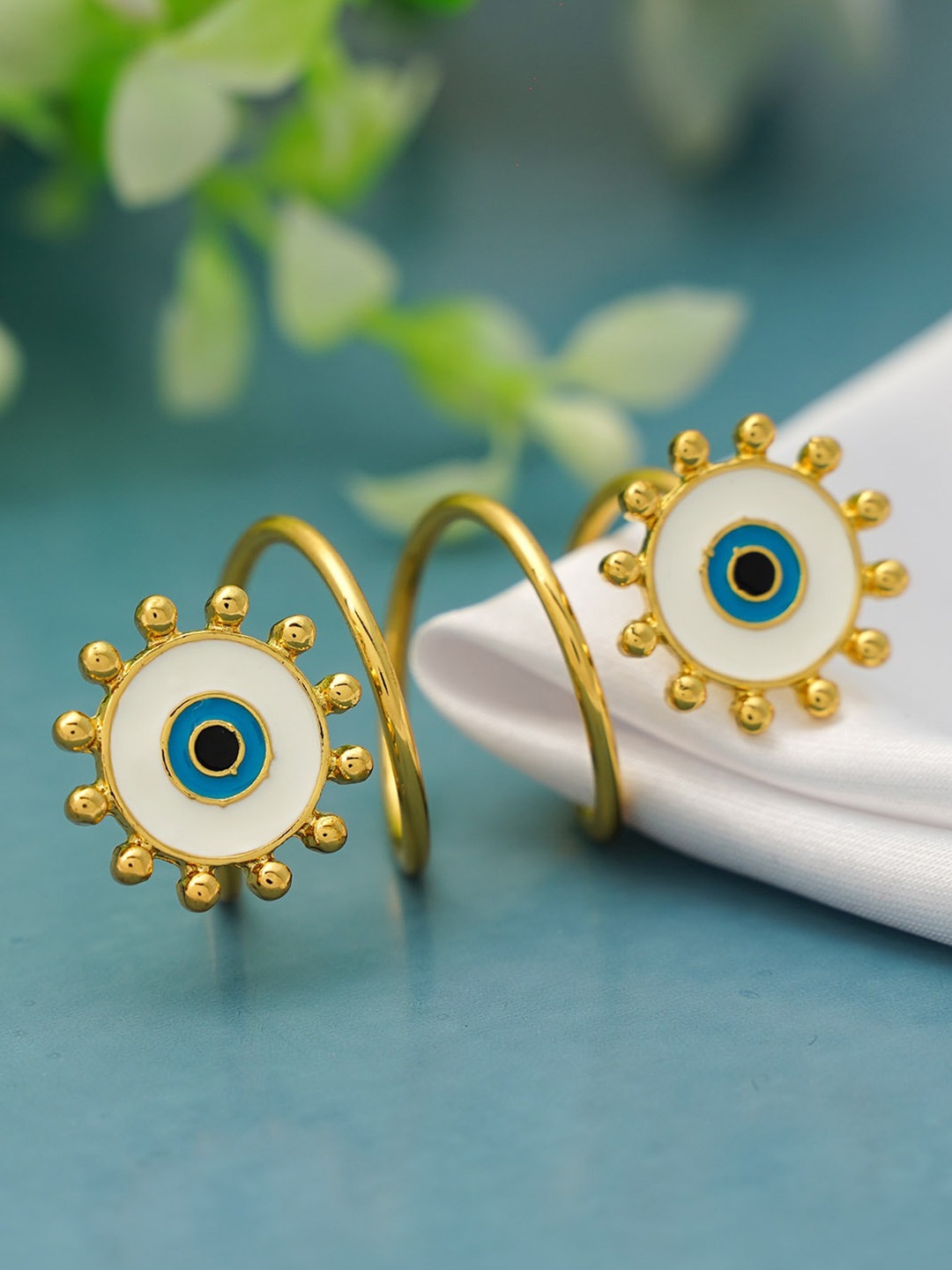 

Ferosh Gold-Toned & White Evil Eye Ring
