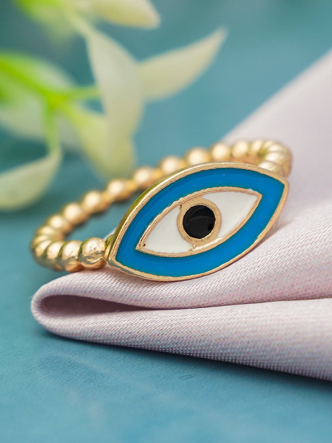 

Ferosh Women Blue Evil Eye Ring, Gold