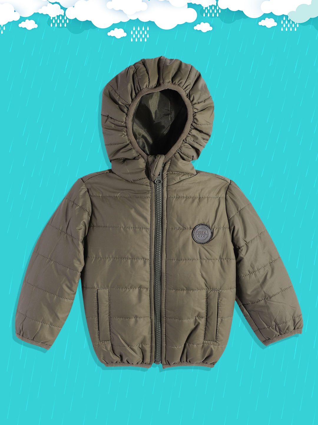 

U.S. Polo Assn. Kids Boys Olive Green Solid Puffer Jacket