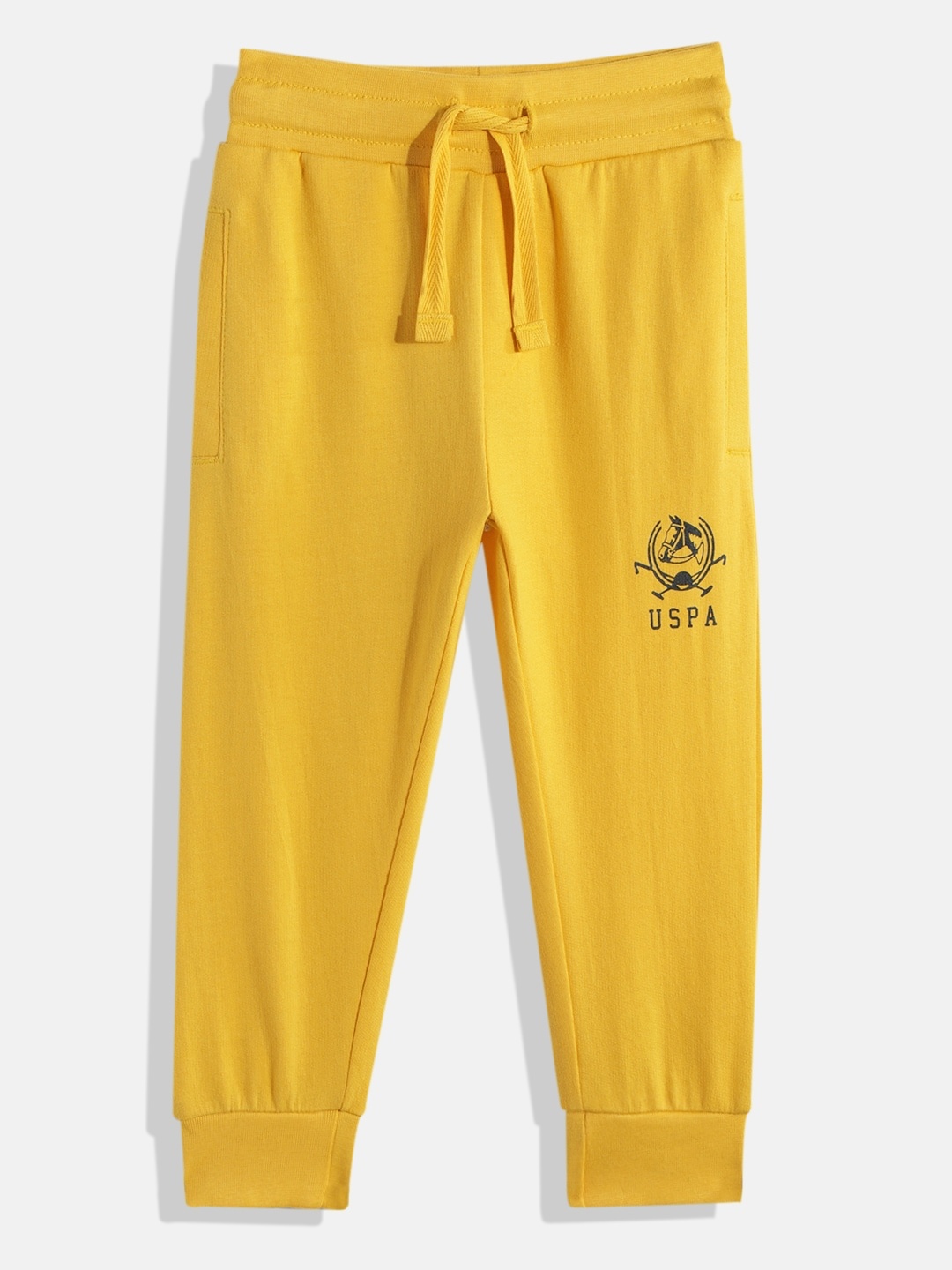 

U.S. Polo Assn. Kids Boys Yellow Solid Pure Cotton Joggers