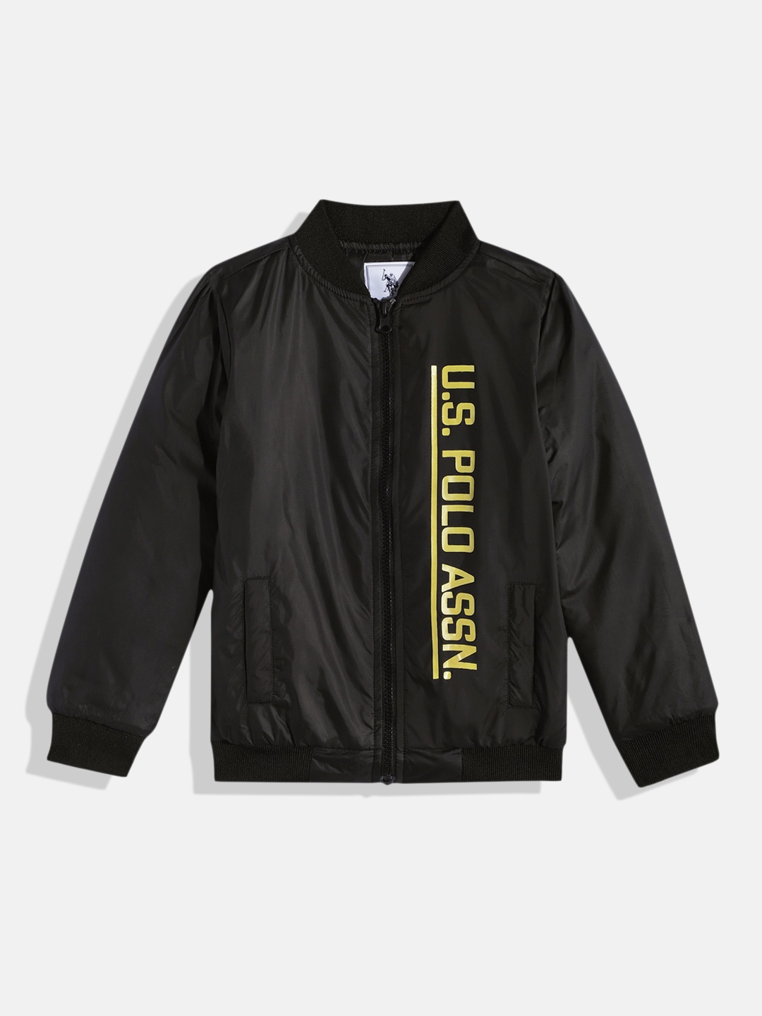 

U.S. Polo Assn. Kids Boys Black Printed Bomber Jacket