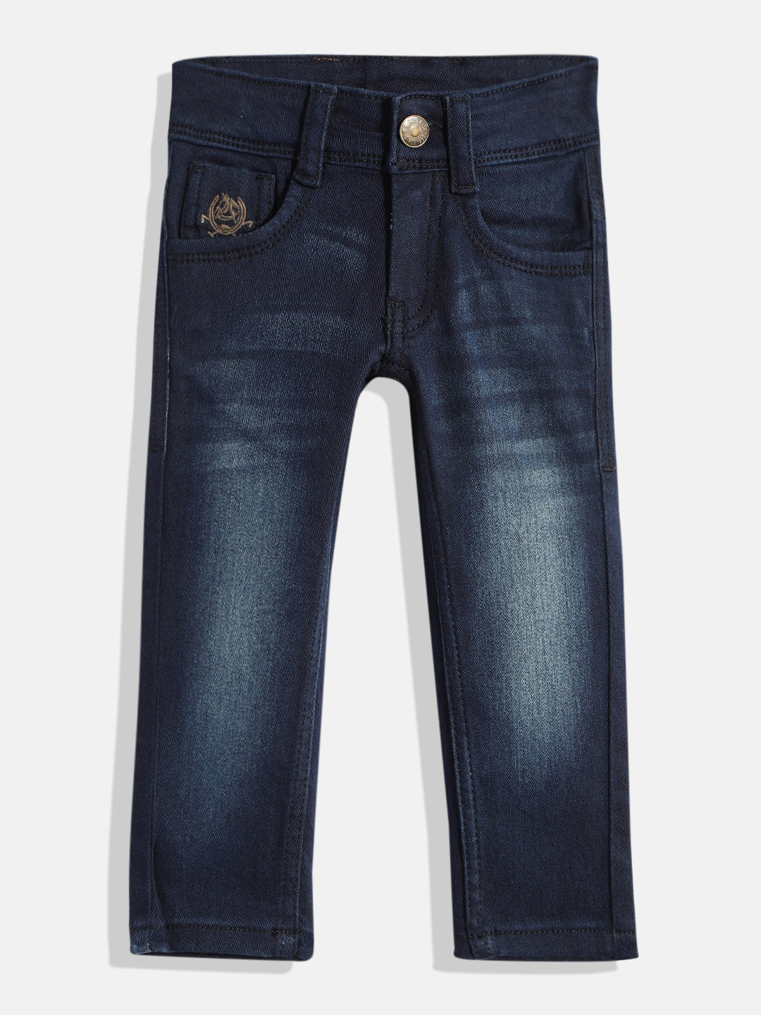 

U.S. Polo Assn. Kids Boys Navy Blue Slim Fit Heavy Fade Stretchable Jeans