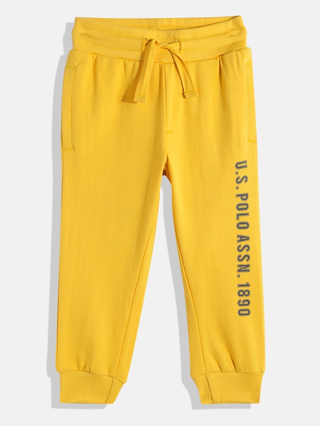 

U.S. Polo Assn. Kids Boys Regular Fit Printed Pure Cotton Joggers, Yellow